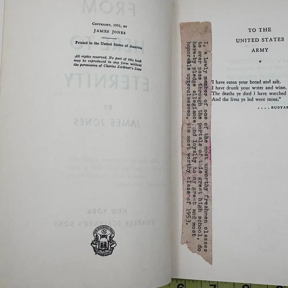 From Here to Eternity:  James Jones, 1951 Scribner's Book Club Edition Movie